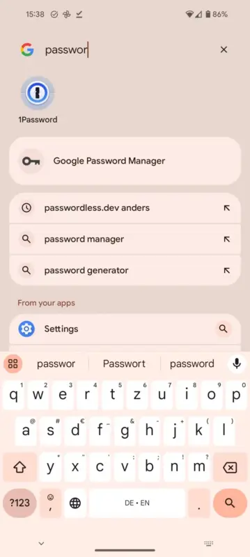 Google password manager new shortcut