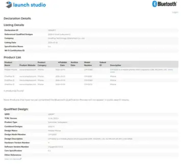 OnePlus 12 global Bluetooth SIG