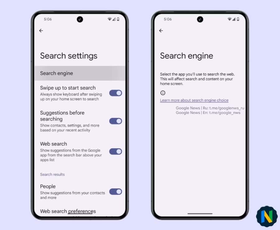 Pixel launcher search engine