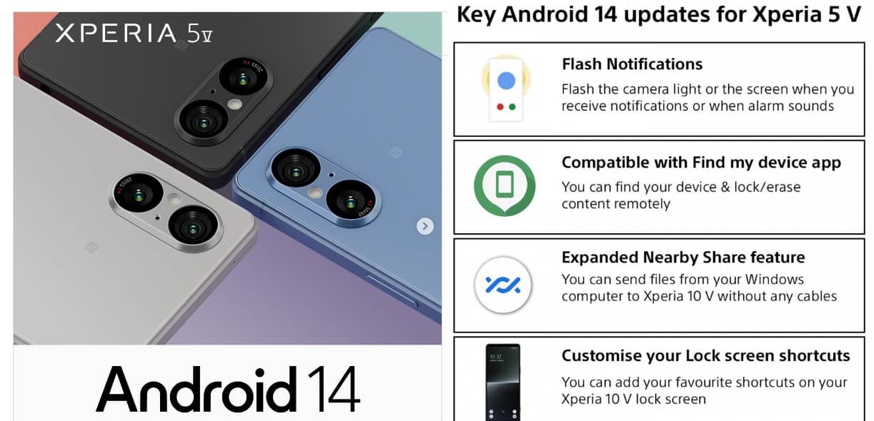 Sony Xperia 5 V Android 14 update