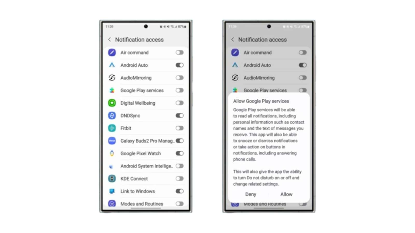 Android Notification setting