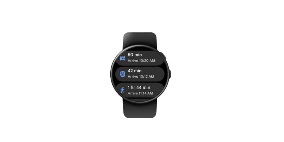 Wear OS Google Maps Transit Times