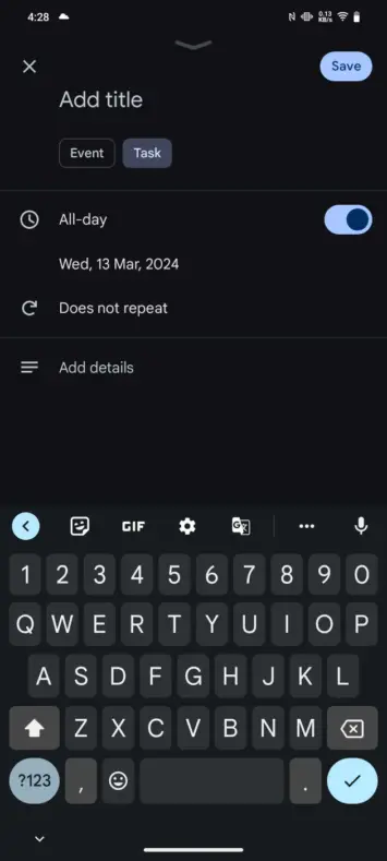 Google Calendar task event creator 2