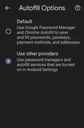 password manager Chrome Android