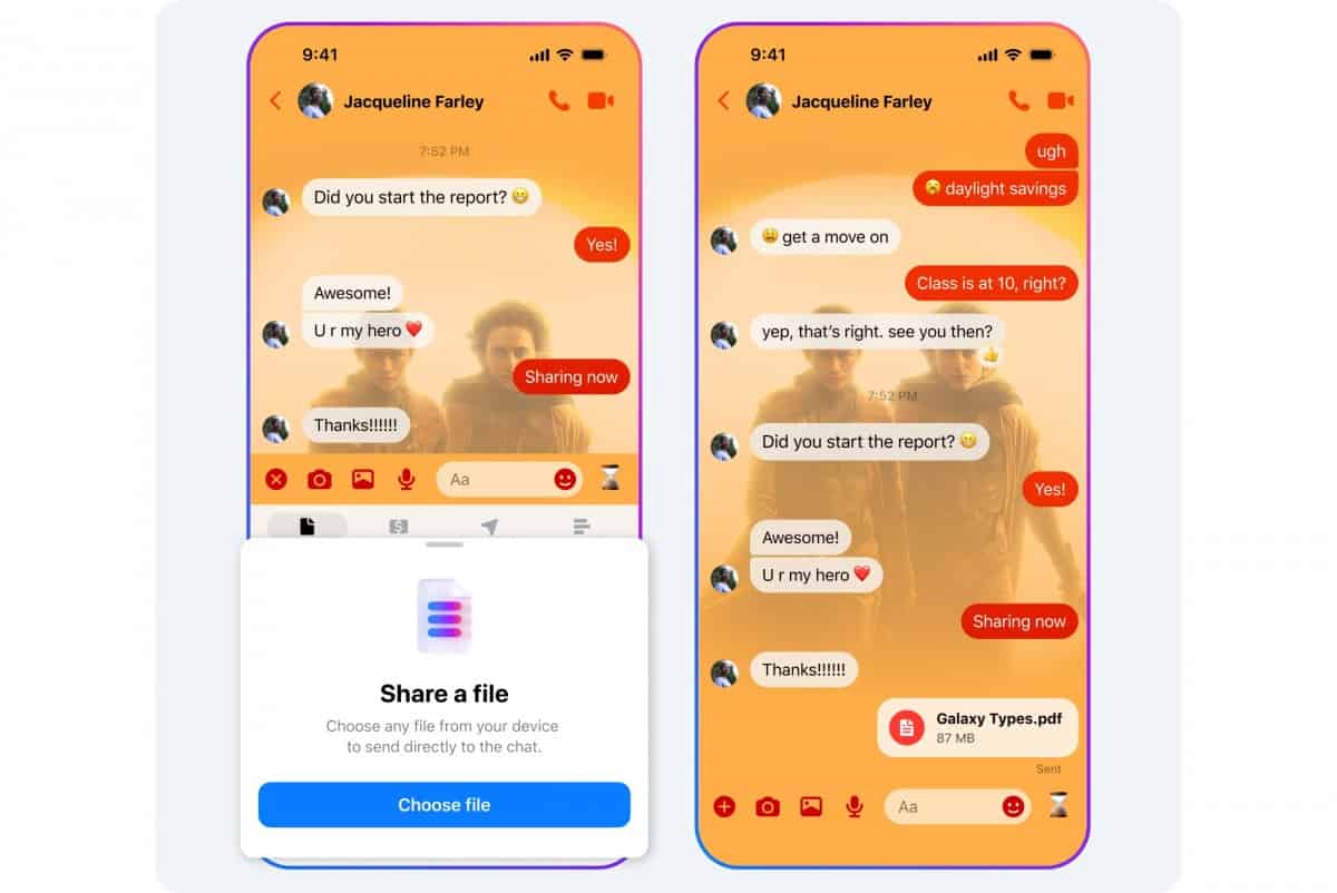 Facebook Messenger file sharing