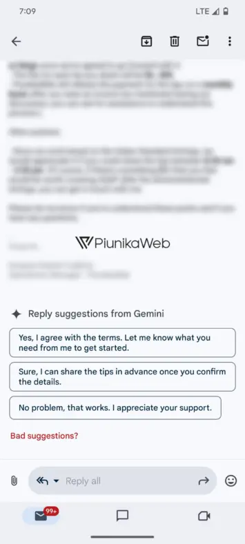 Gmail Gemini suggested replies 2