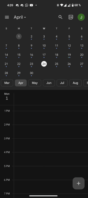 Google Calendar month chips 2