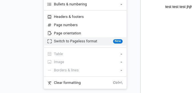 Google Docs pageless format