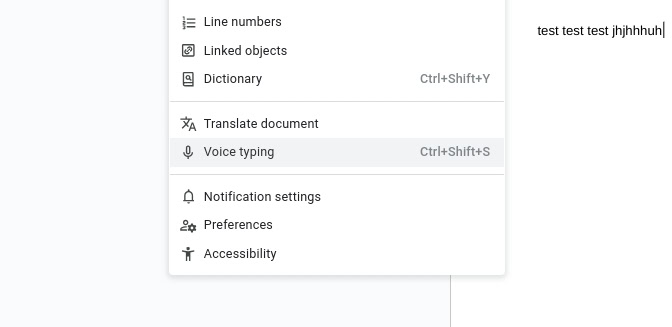 Google Docs voice typing