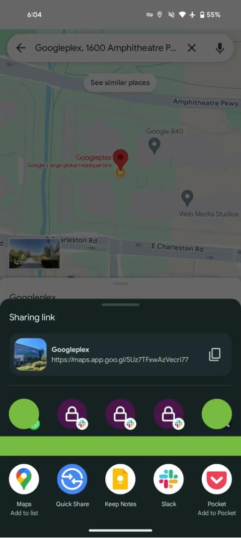 Google Maps Android share sheet 1