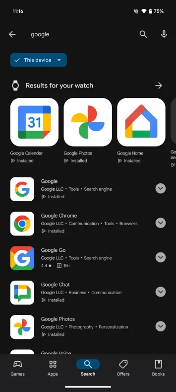 Google Play persistent bottom bar