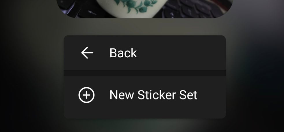New Sticker Set option in Telegram.