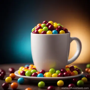 Stable Diffusion Web coffee cup full of skittles