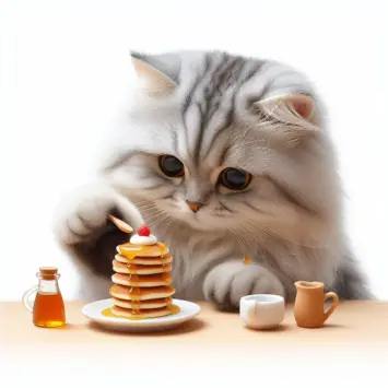 cop pilot cat eating pancakes