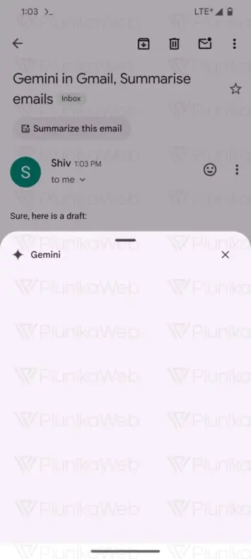 gmail gemini sheet ui