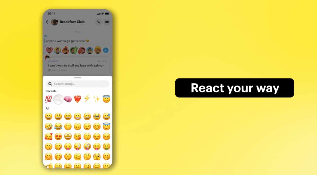 Emoji Reactions feature of Snapchat.