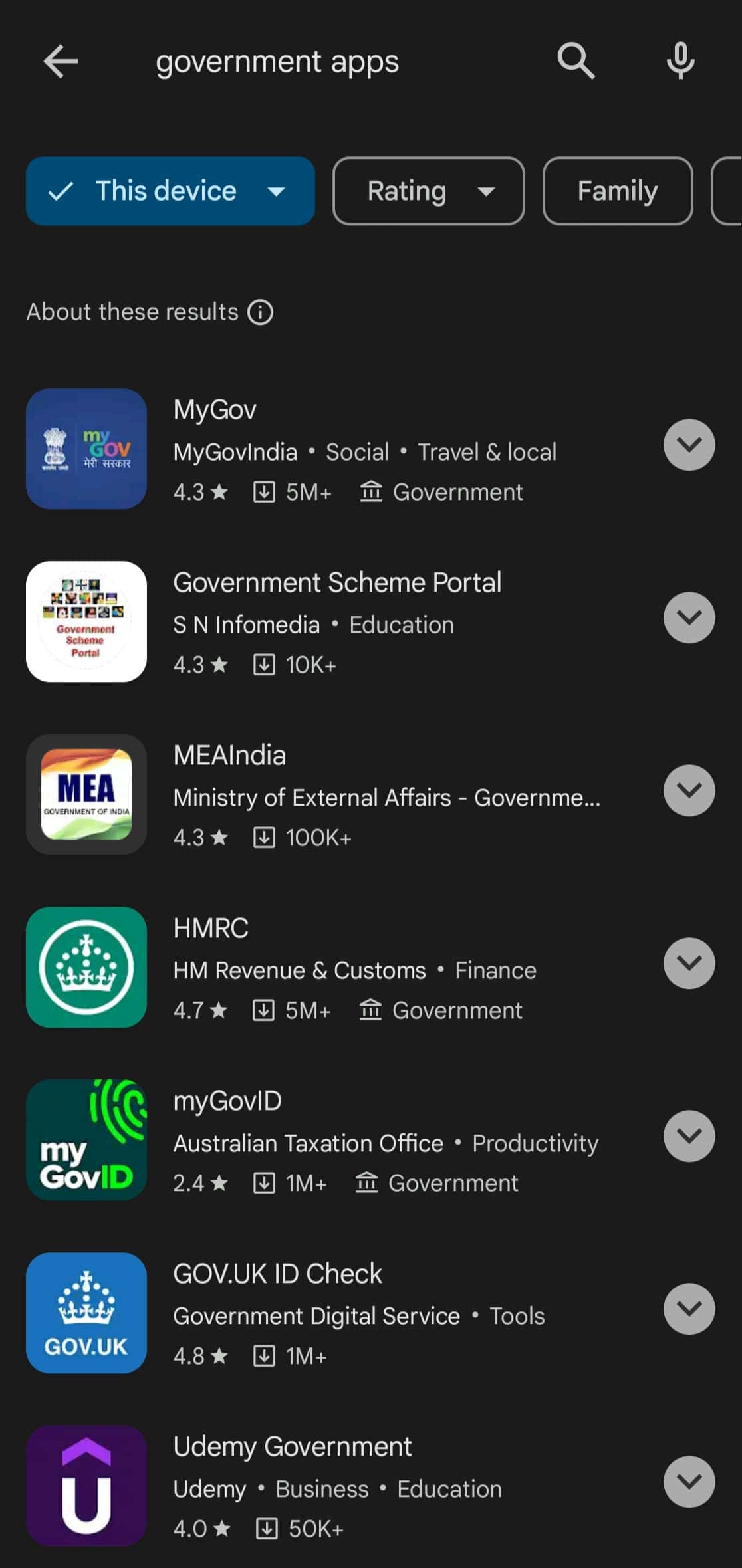 Google Play Store government badge
