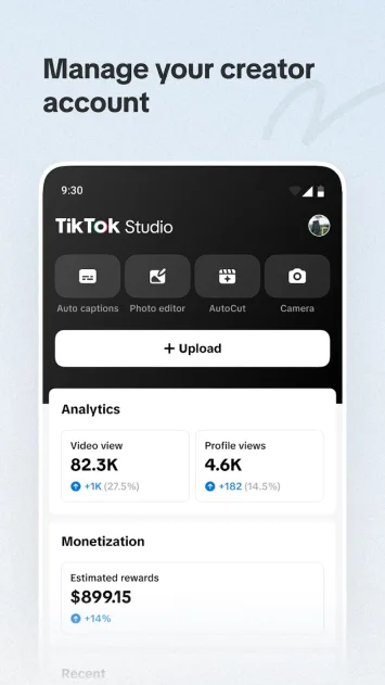 TikTok Studio manage account