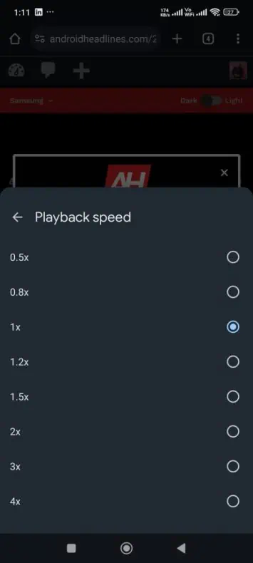 Playback speed in Chrome