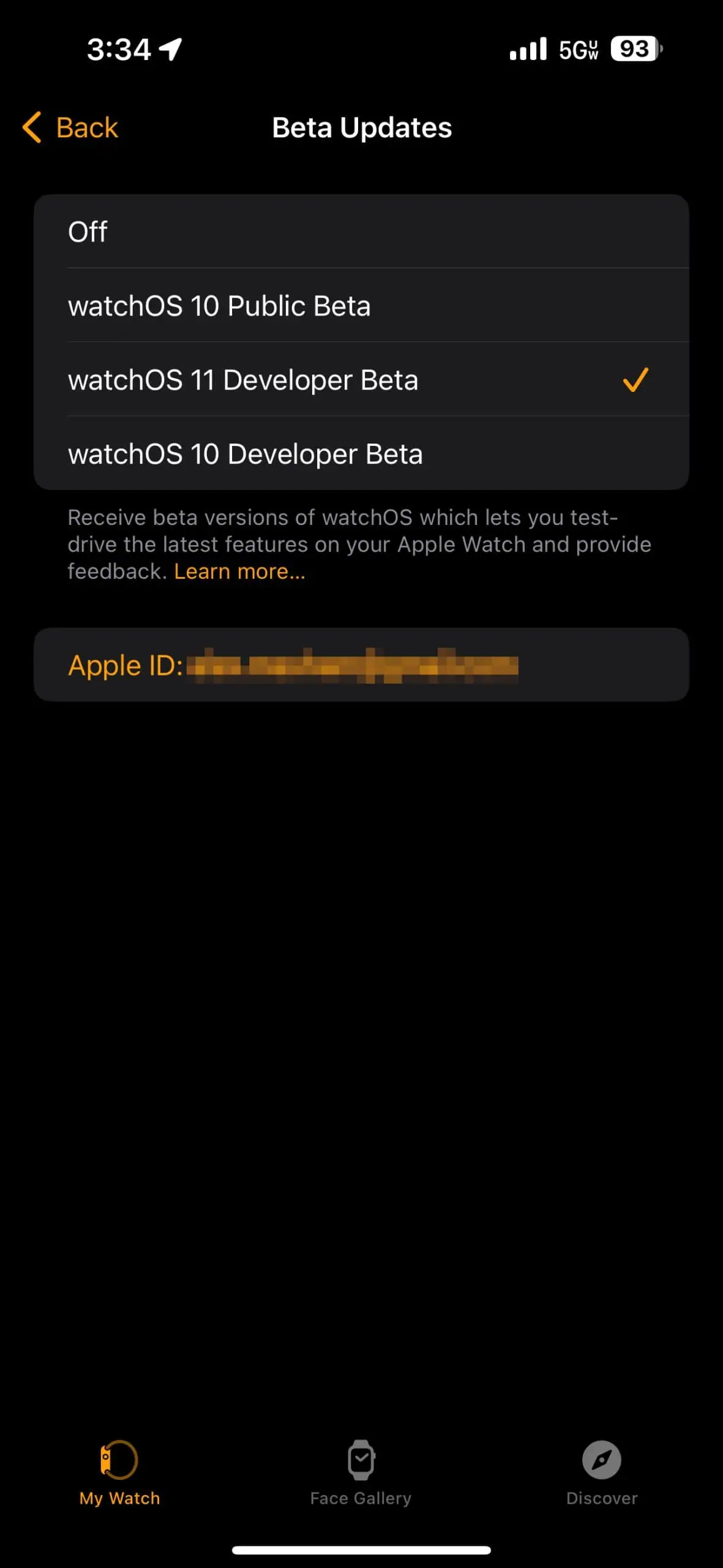 WatchOS 11 Developer Beta