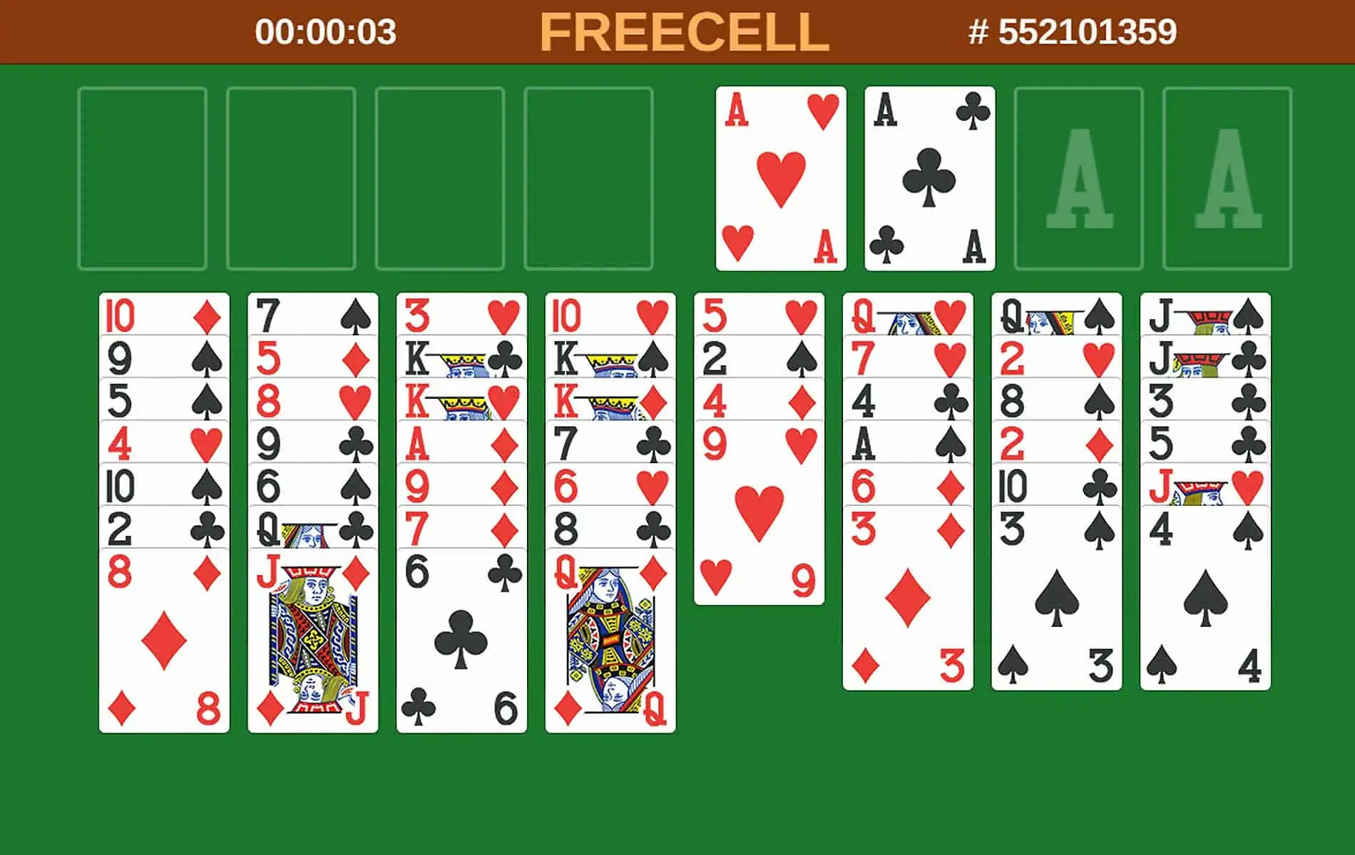 2 freecell finding aces