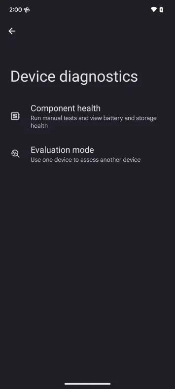 Android 15 Device diagnostics tool 2