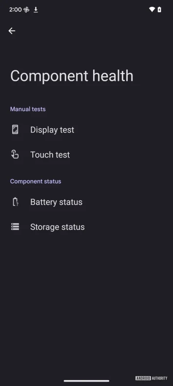 Android 15 Device diagnostics tool 3