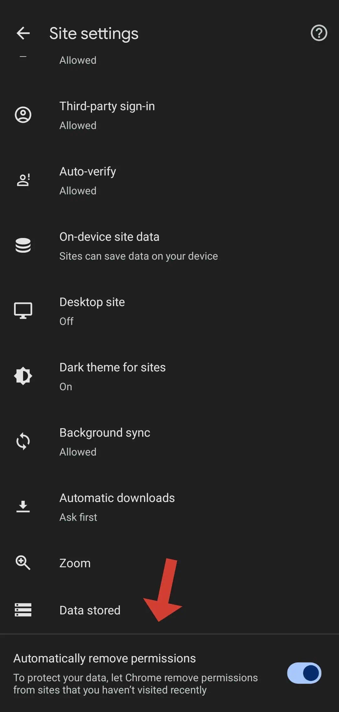 Chrome Android auto revoke permissions