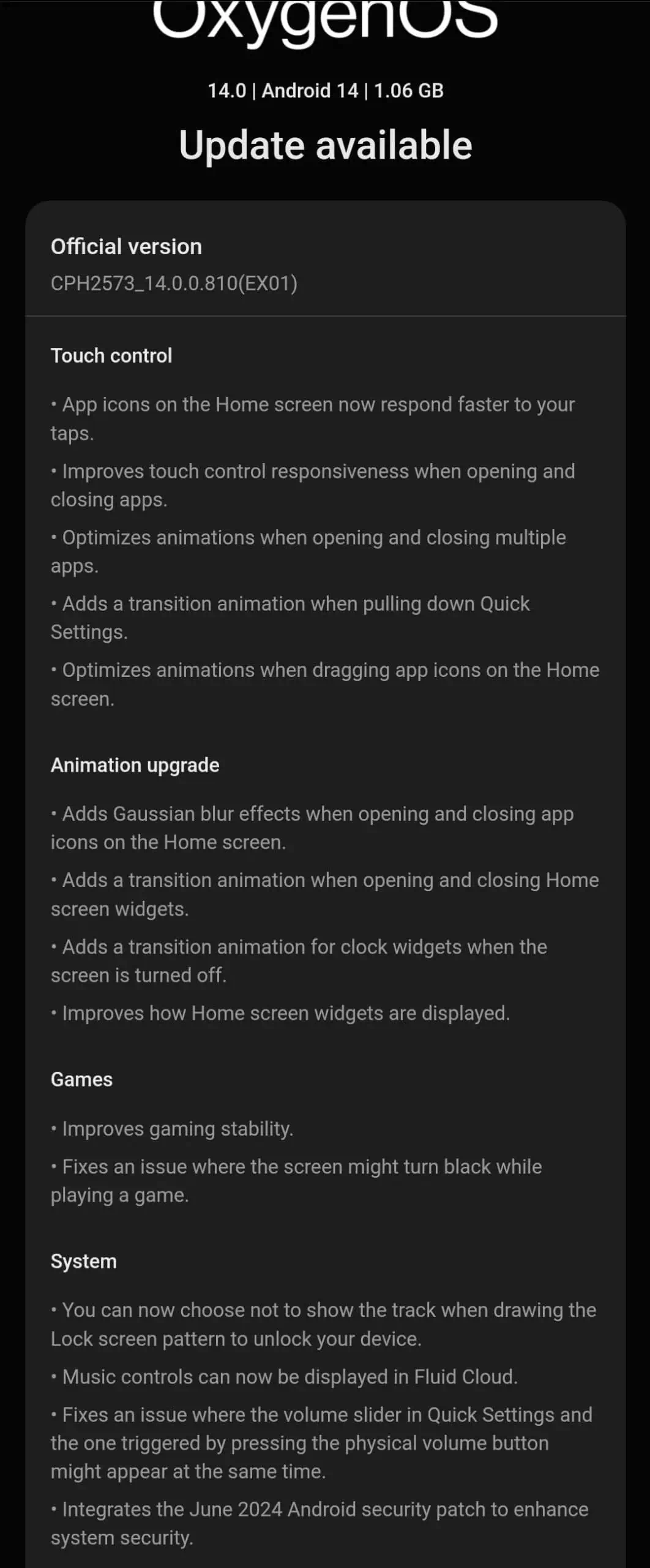 OnePlus 12 14 0 0 810 update
