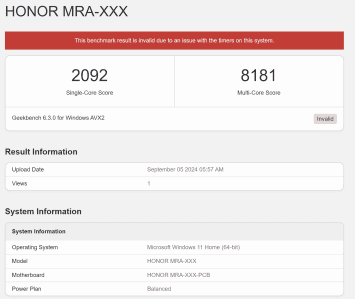 HONOR MagicBook Art 14 Geekbench CPU image 1