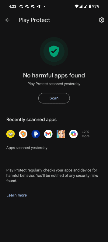 phone malware Android Play Protect scan