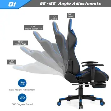 Costway gaming chair with footrest 6