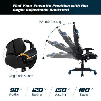 Costway gaming chair with lumbar support 6