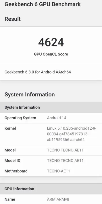 TECNO Phantom V Flip 2 Geekbench GPU