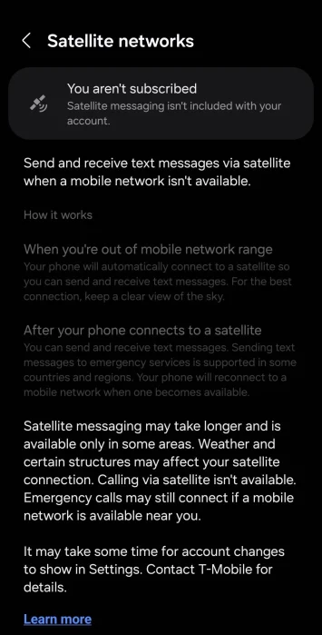 Galaxy S24 satellite messaging 2