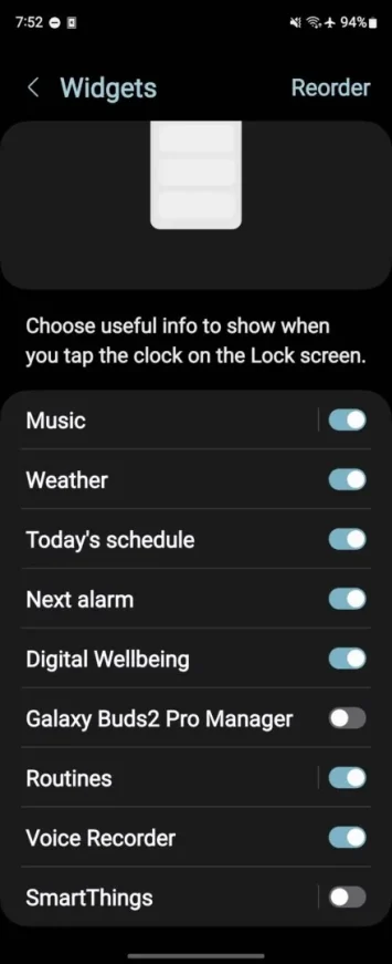 lock screen widget One UI 6