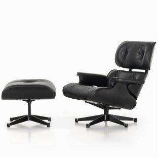 Charles & Ray Eames Large Black Lounge Chair and Ottoman for Vitra - Aram Store