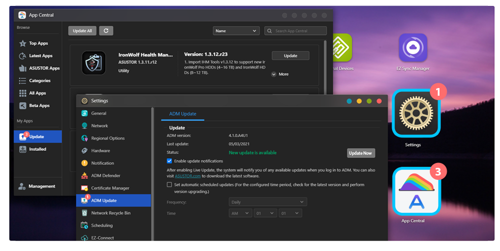 Asustor NAS 華芸 Easily Keep ADM and All Apps Updated   　