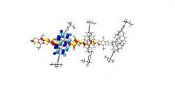 Computer generated image of molecules in space