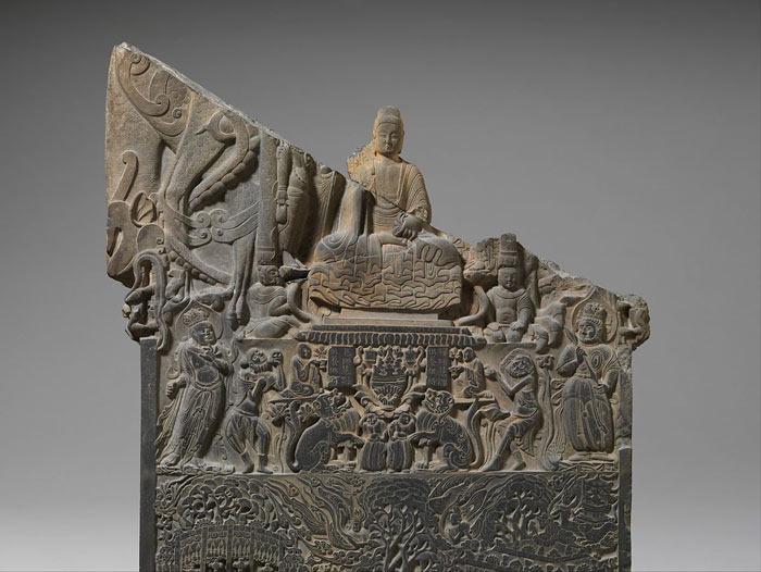 Wei Dynasty Buddhist Stela with Lion Imagery