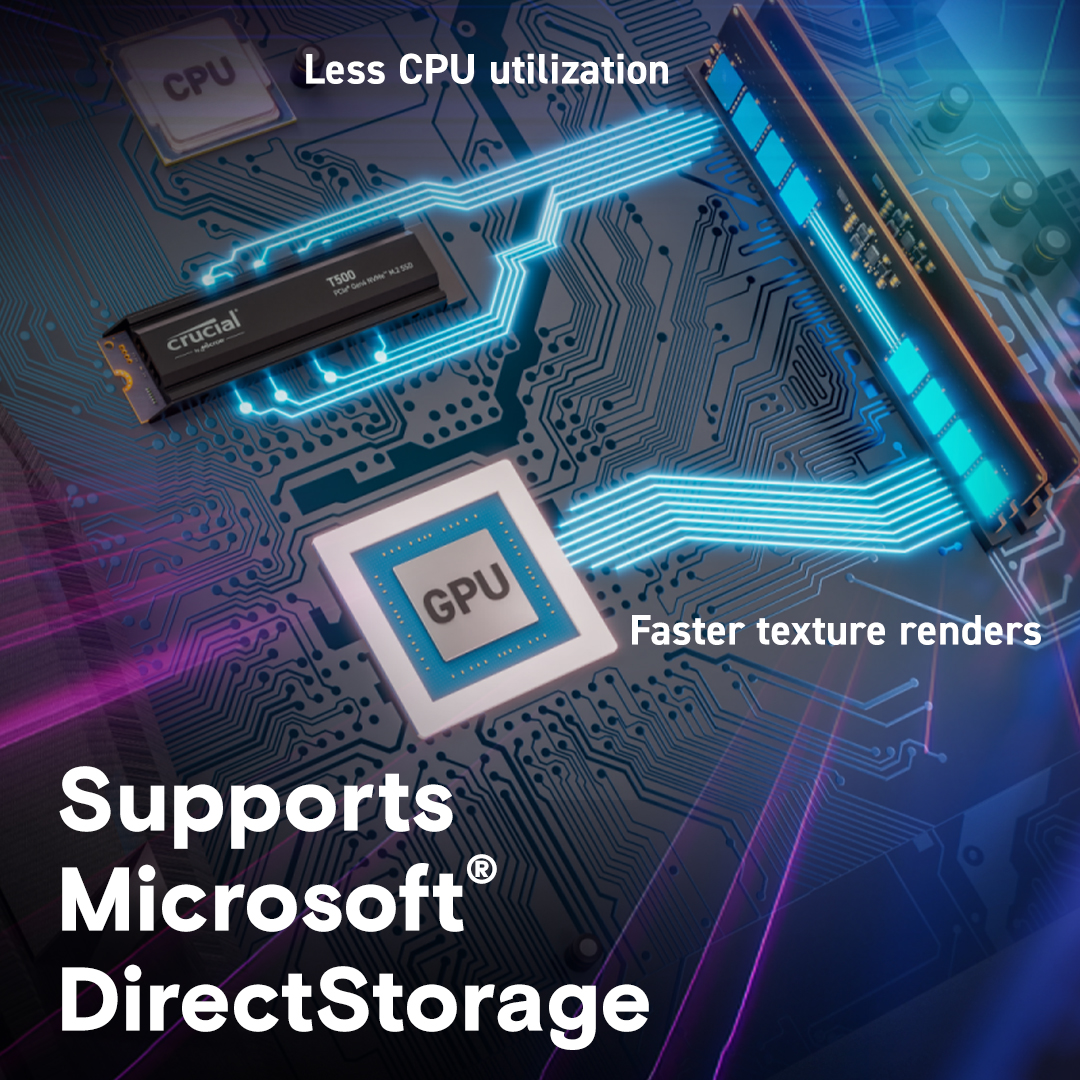 Crucial T500 2TB PCIe Gen4 NVMe M.2 SSD with heatsink- view 5