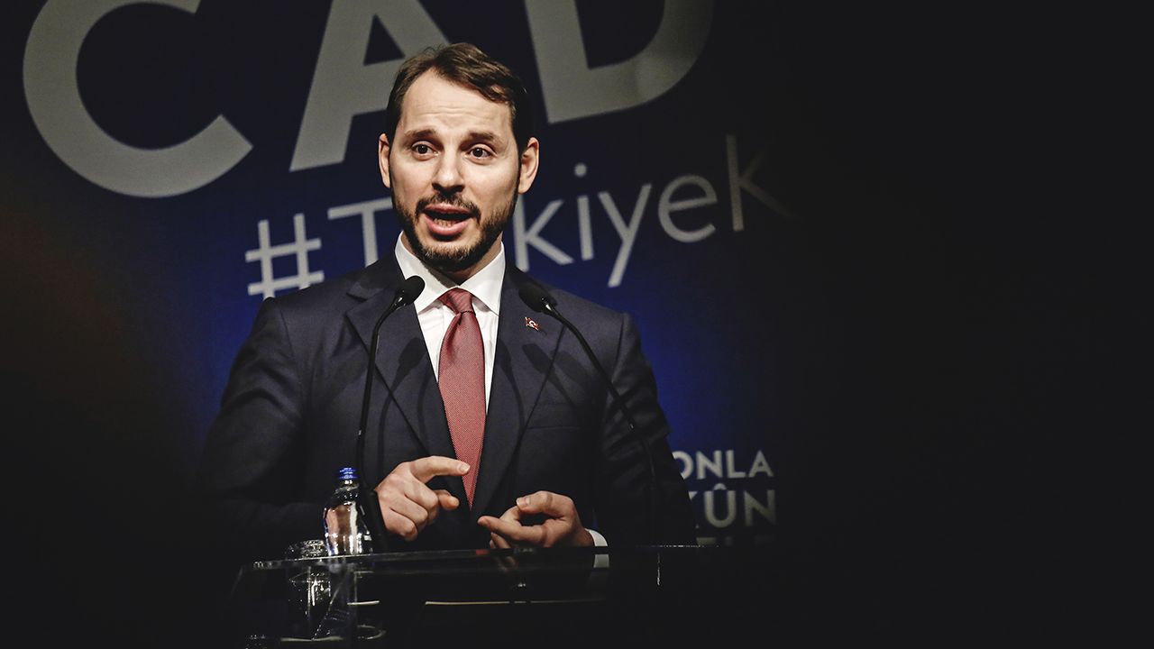 Berat Albayrak, Turkey's treasury and finance minster, gestures as he speaks during a news conference in Istanbul, Turkey, on Tuesday, Oct. 9, 2018. Albayrak called on retailers Tuesday to cut prices in an attempt to rein in price gains after they climbed last month to around their fastest level in more than 15 years. Photographer: Kostas Tsironis/Bloomberg via Getty Images