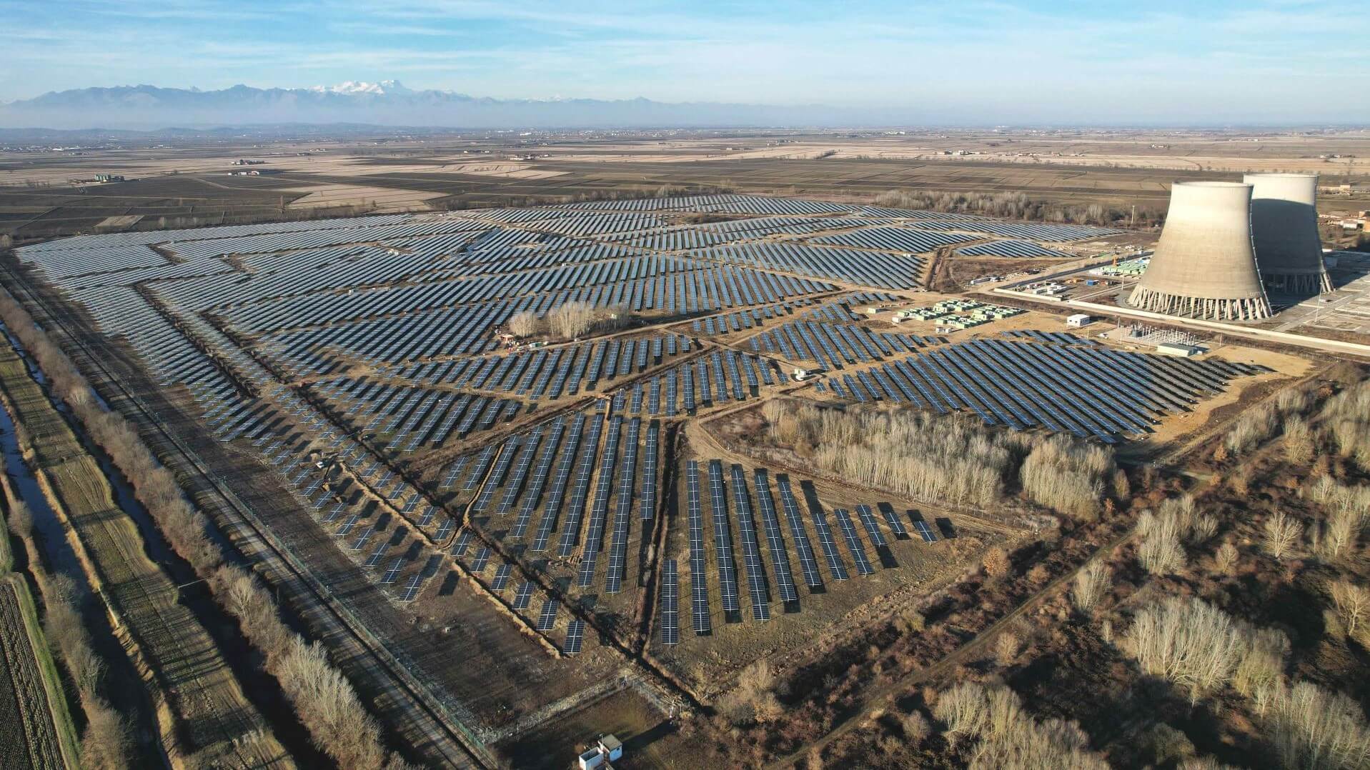 Aerial view of Trino solar farm