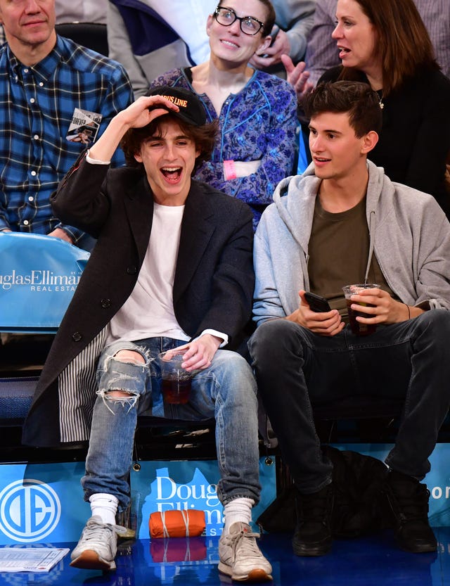 Timothee Chalamat at knicks game