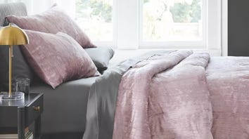 Luxe Distressed Crinkle Velvet Comforter and Sham Set