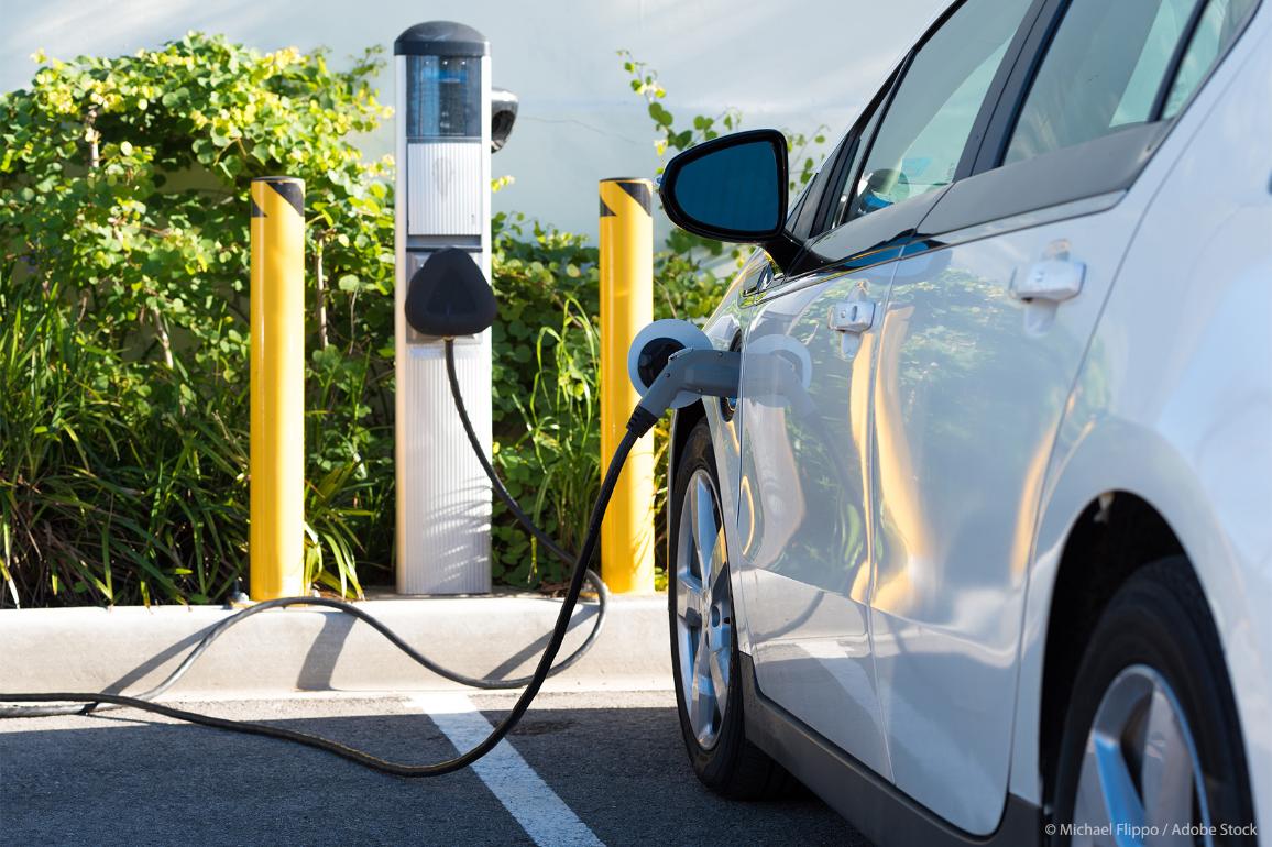 Electric car charging in a parking slot