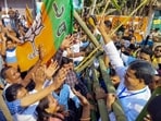 The ruling Bharatiya Janata Party (BJP) returned to power in Tripura by winning an absolute majority.(PTI)