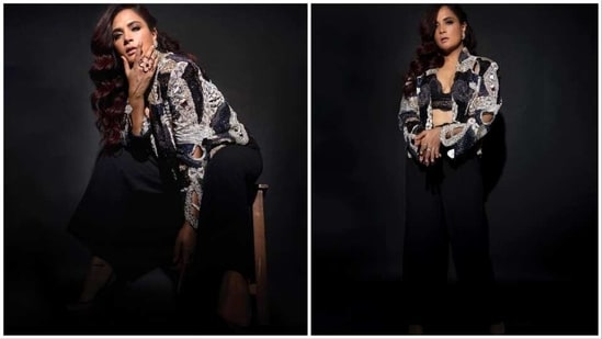 One of the most versatile actors of Bollywood, Richa Chadha, once again left the internet spellbound with her dramatic look in a sequins jacket, bralette and trousers. (Instagram/@therichachadha)