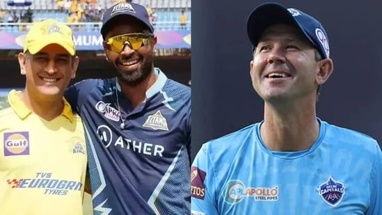 MS Dhoni and Hardik Pandya; DC coach Ricky Ponting