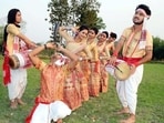 Rongali Bihu, also known as Bohag Bihu or Xaat Bihu, is celebrated in mid-April (April 14-15) to mark the beginning of the Assamese New Year and also to welcome the spring season. It also celebrates the commencement of the harvesting season. Here's how the people of Assam celebrate the seven-day-long festival: (PTI)